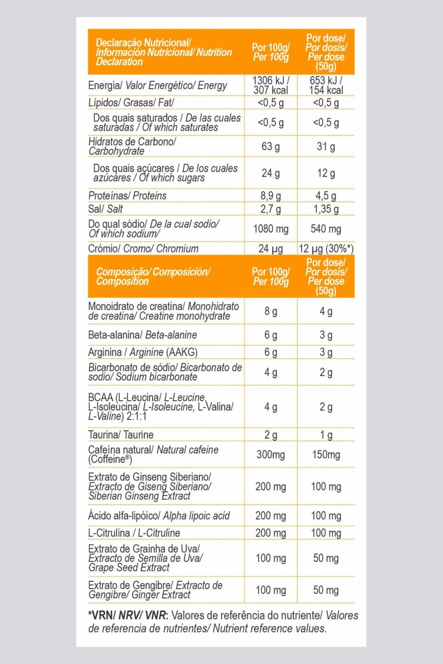 Pre Entrenamiento Naranja Goldnutrition 1kg