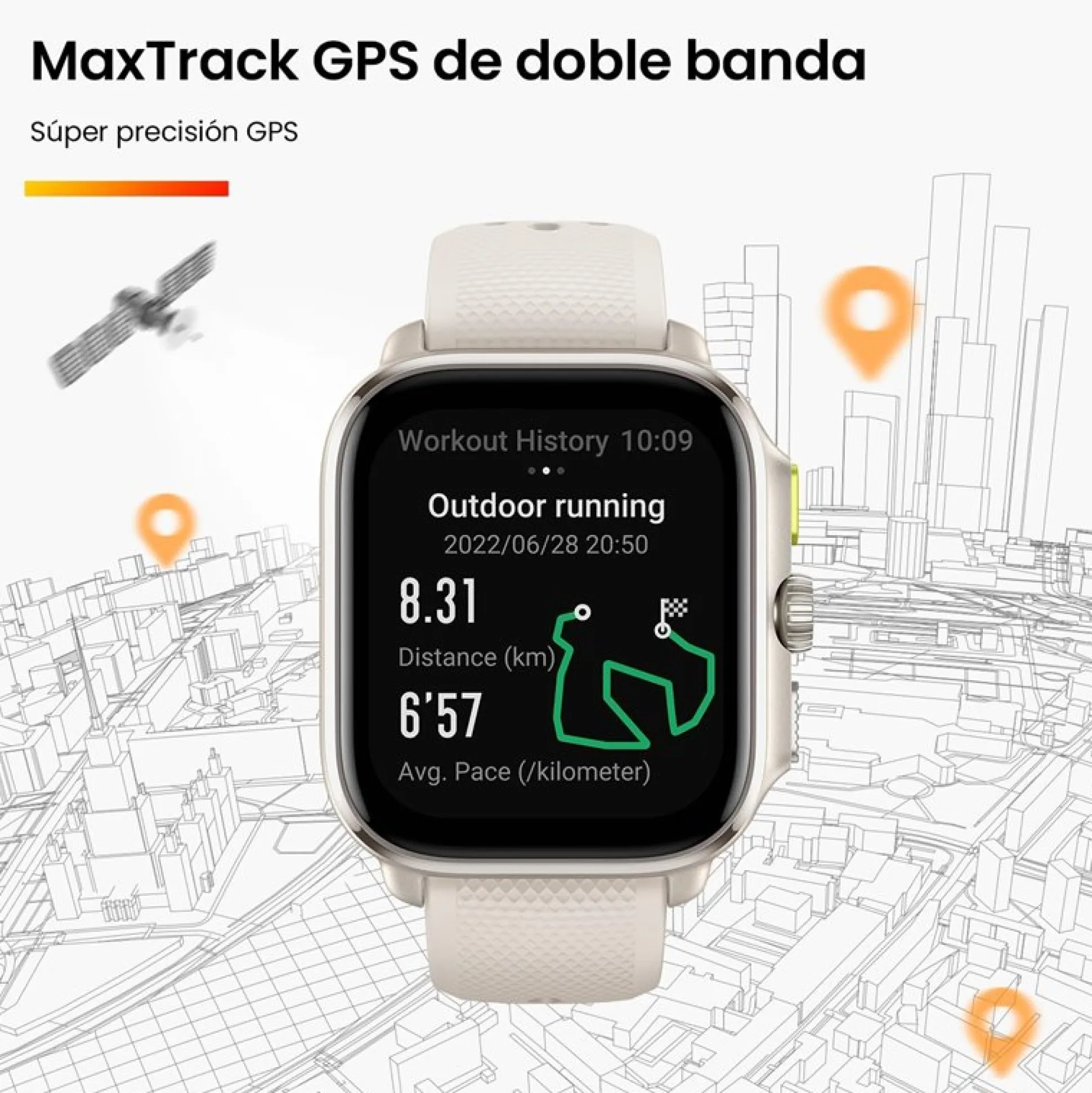 Reloj Amazfit Cheetah Square Blanco 1,75"