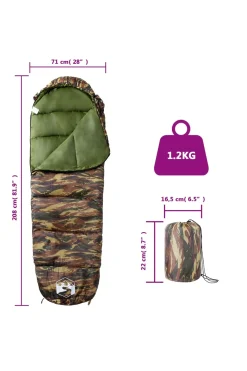 Saco De Dormir De Tipo Momia Vidaxl 208 X 71 CM Poliéster 190t