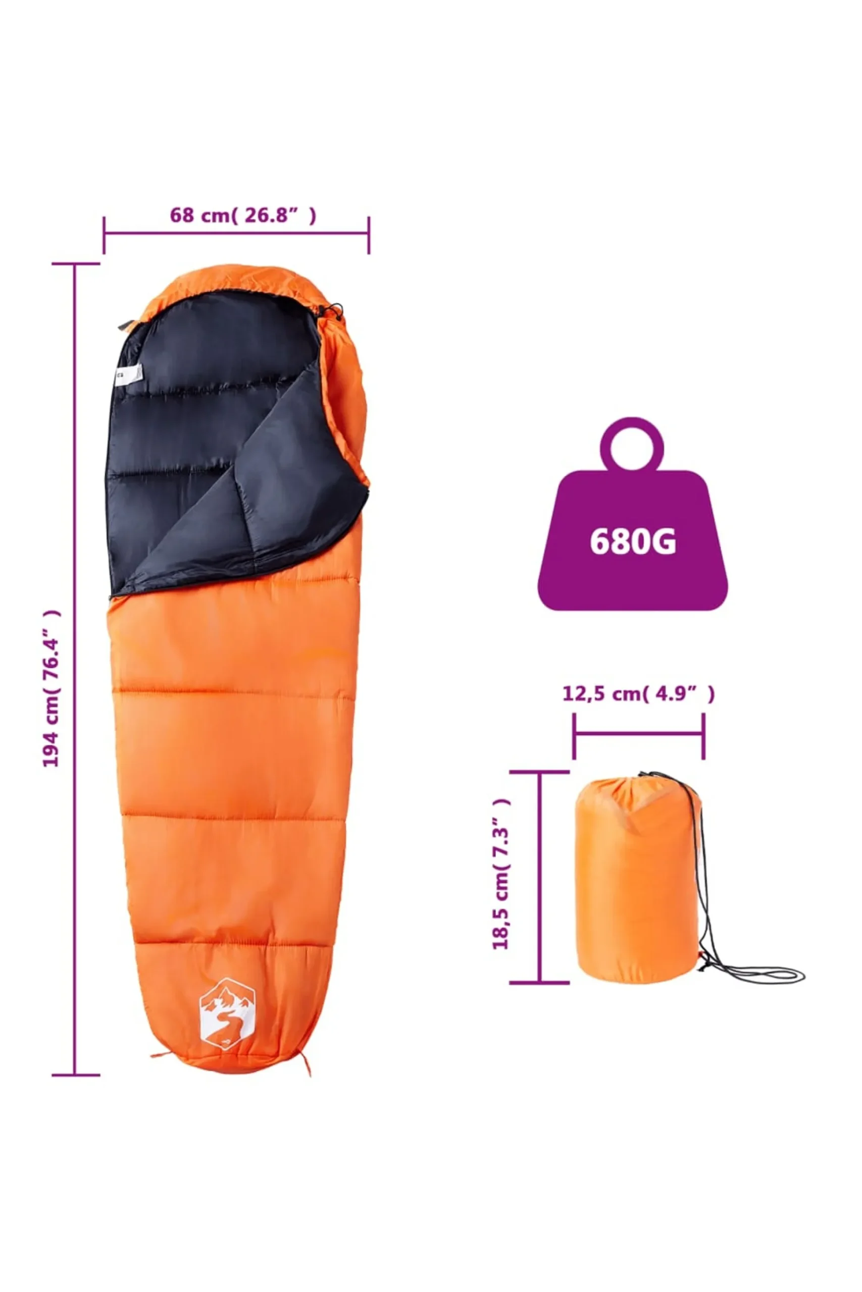 Saco De Dormir De Tipo Momia Vidaxl 194 X 68 CM