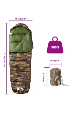 Saco De Dormir De Tipo Momia Vidaxl 222 X 74 CM