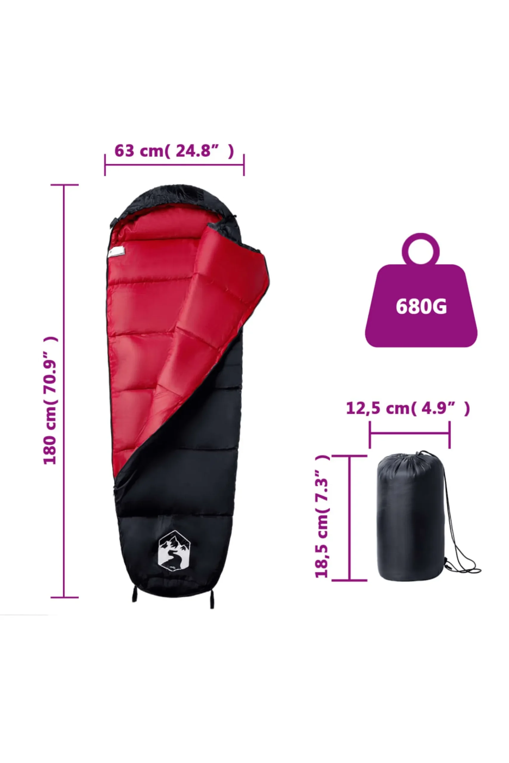 Saco De Dormir De Tipo Momia Vidaxl 180 X 63 CM