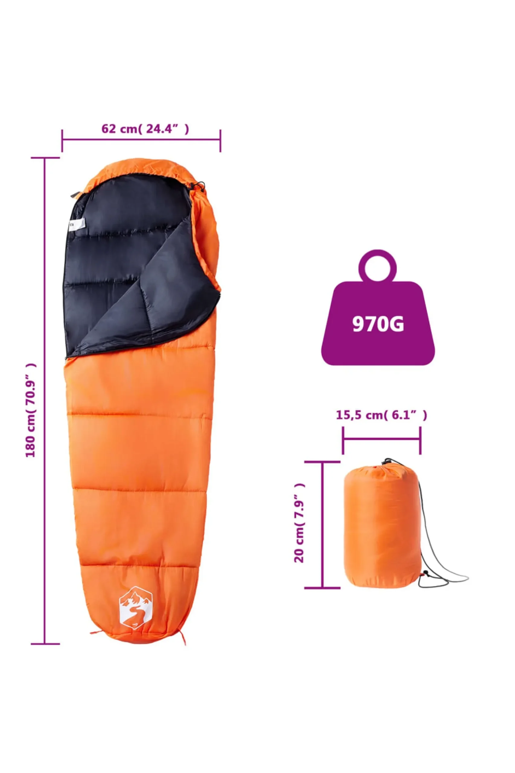 Saco De Dormir De Tipo Momia Vidaxl 180 X 62 CM
