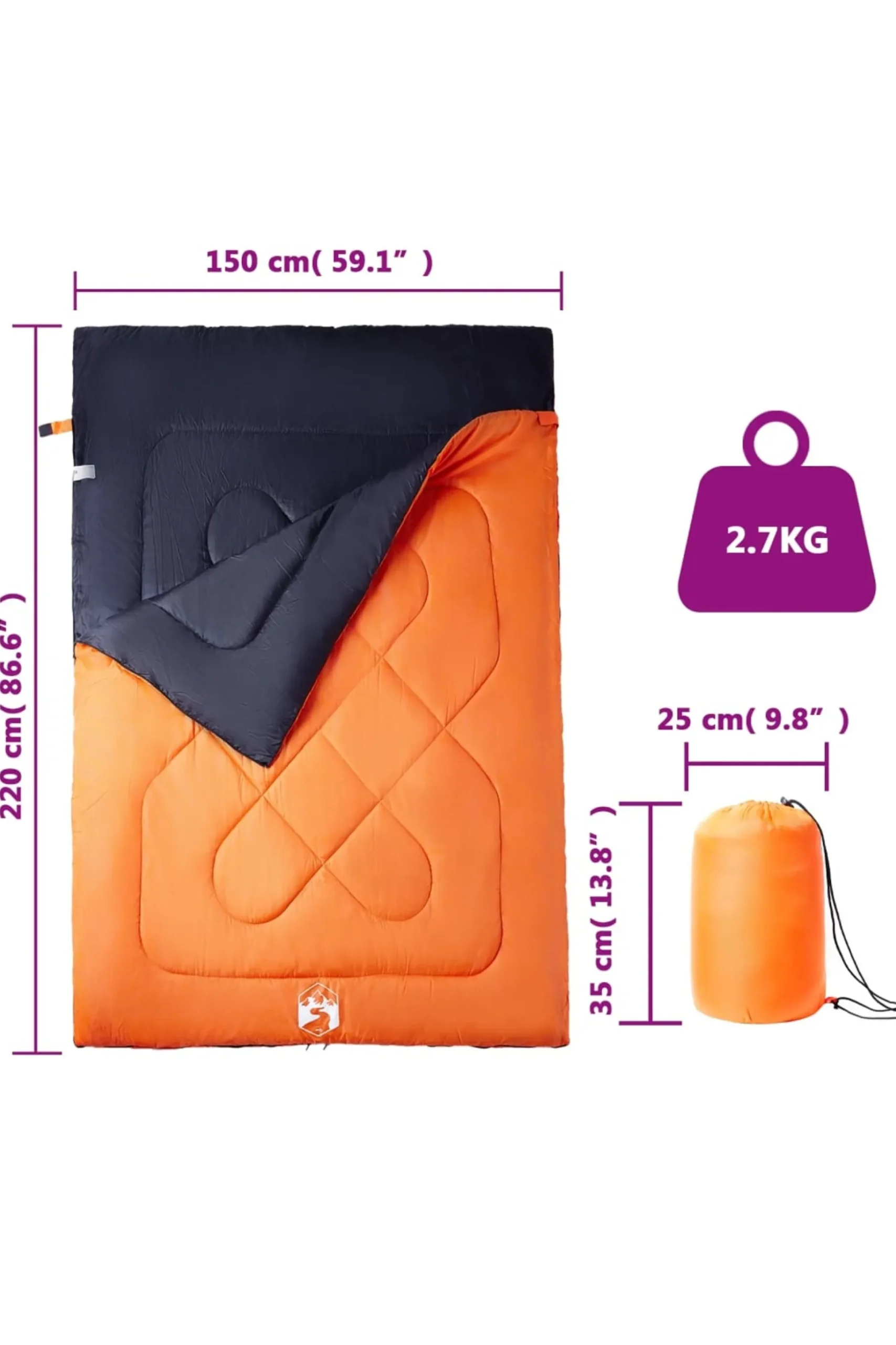 Saco De Dormir Doble Vidaxl Con Almohadas