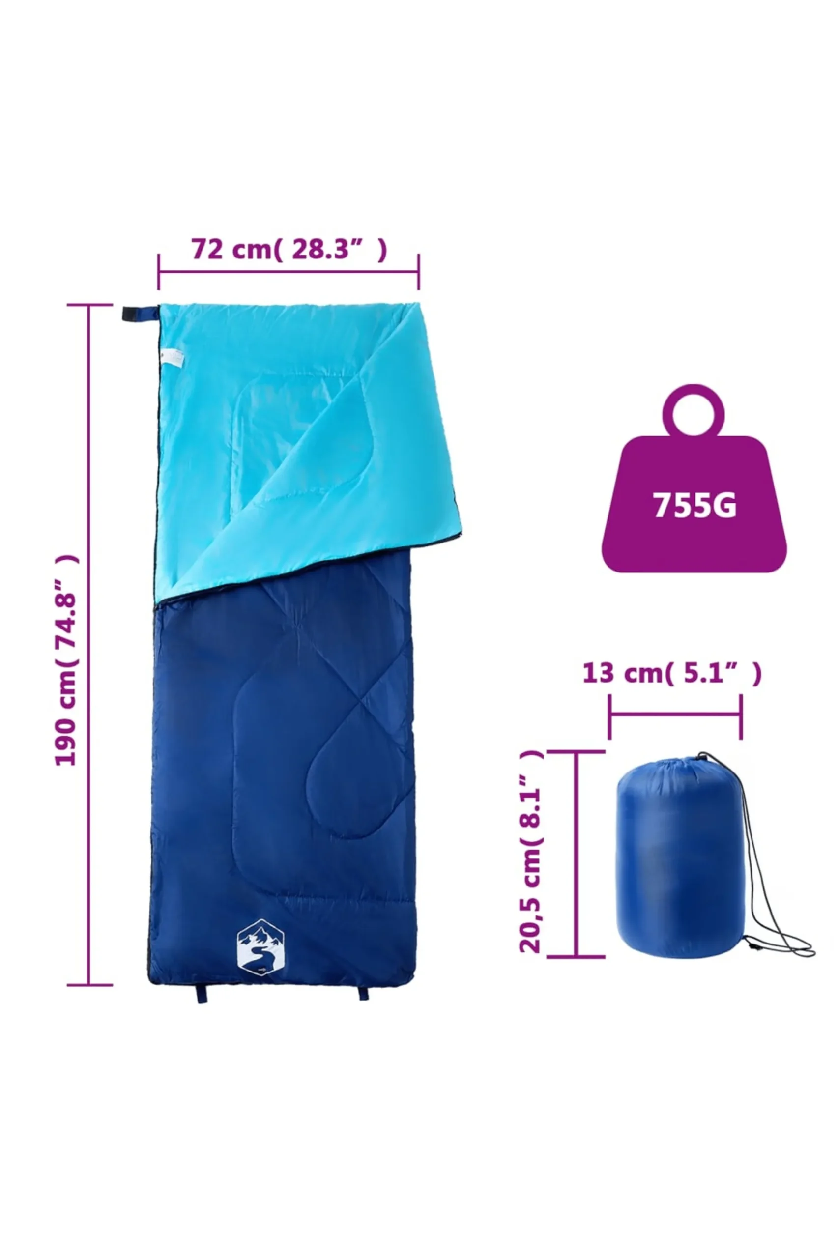 Saco De Dormir Vidaxl 190 X 72 CM Con Correas De Seguridad