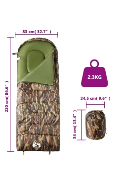 Saco De Dormir Vidaxl 220 X 83 CM Para Adultos 3-4 Estaciones