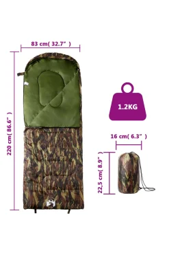 Saco De Dormir Vidaxl 220 X 83 CM Para Senderismo