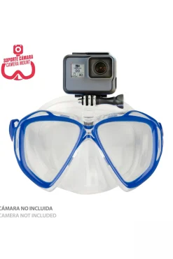Set Gafas De Buceo Y Tubo Adulto C/soporte Cámara Aqua Sport