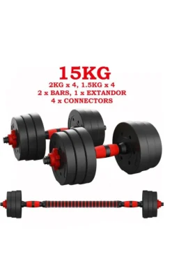 Set Mancuernas 2 En 1 + Barras Musculación -15kg