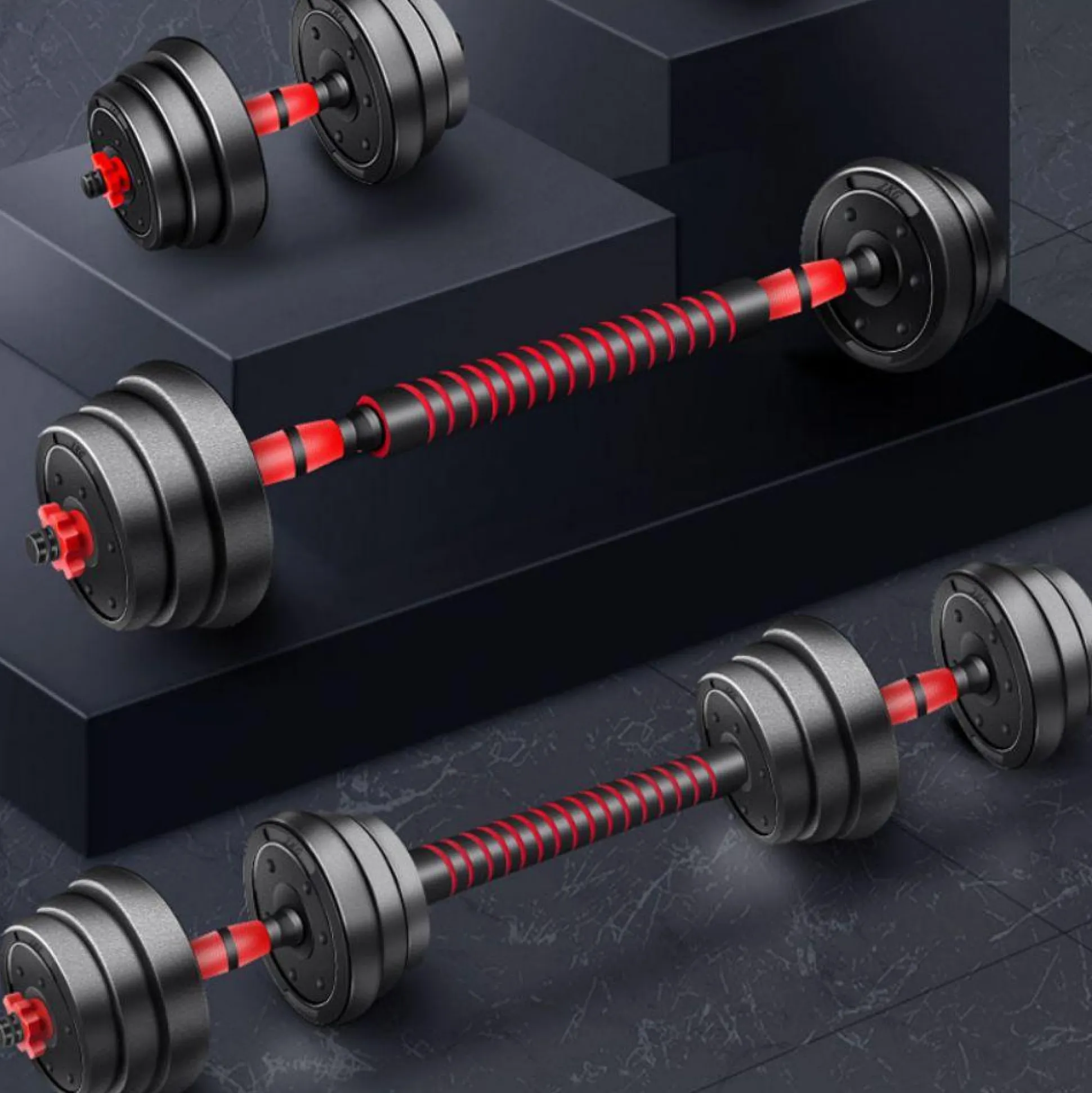 Set Mancuernas 2 En 1 + Barras Musculación -15kg