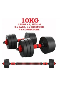 Set Mancuernas 2 En 1 + Barras Musculación -10kg
