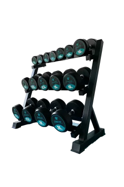 Set Mancuernero + Mancuernas Redondas 2,5kg A 20kg Fitness Tech