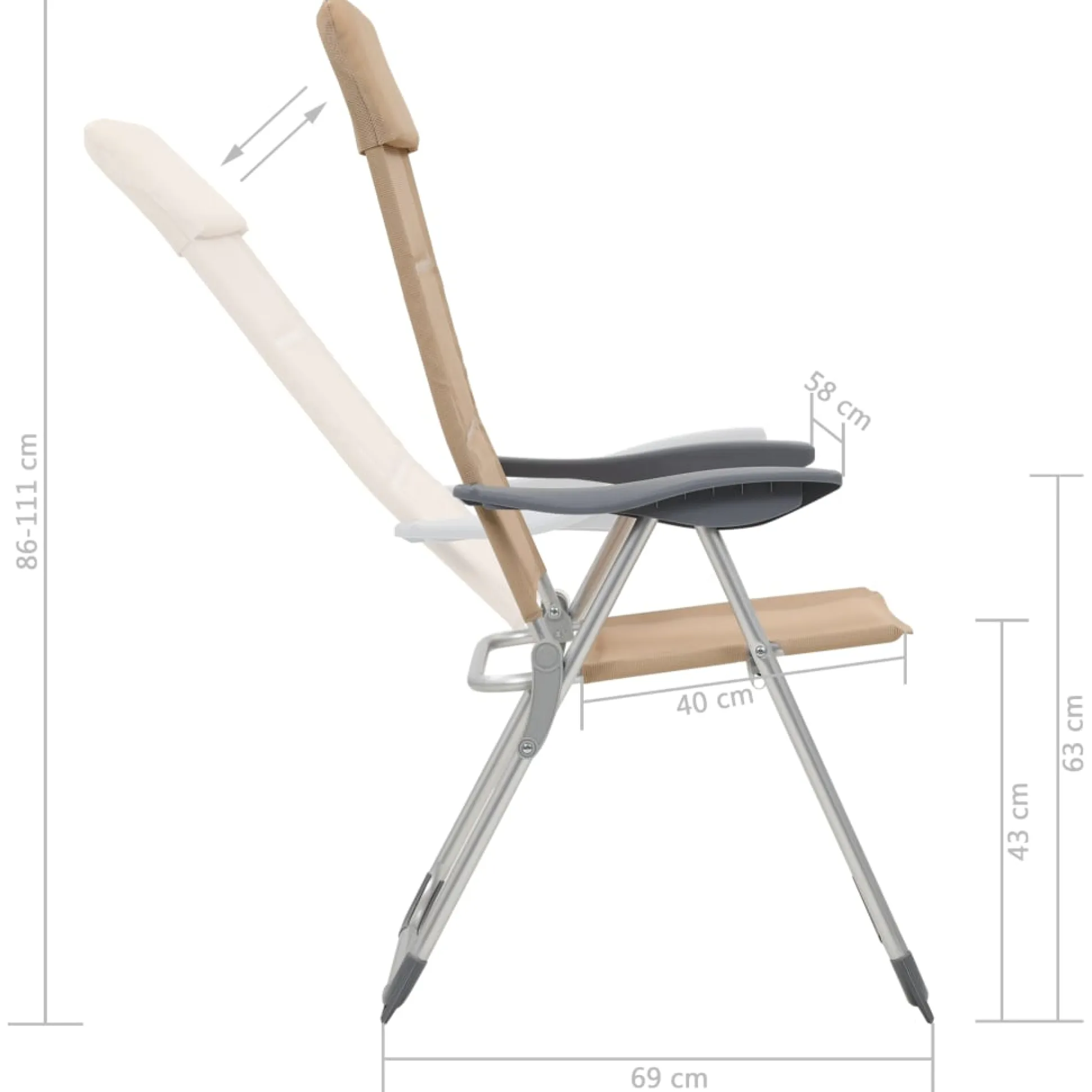 Silla De Camping Vidaxl 58 X 69 X 86-111 CM