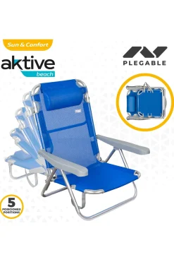 Silla De Playa 5 Posiciones Con Cabezal Aktive