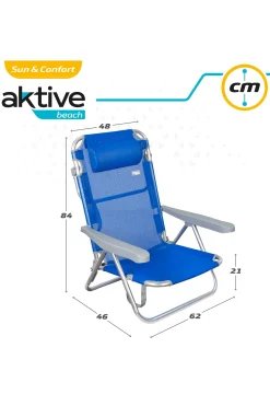 Silla De Playa 5 Posiciones Con Cabezal Aktive