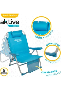 Silla Mochila Plegable Aluminio Aktive Beach 5 Posiciones