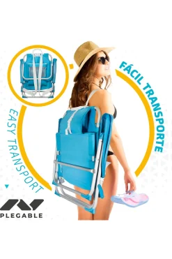 Silla Mochila Plegable Aluminio Aktive Beach 5 Posiciones
