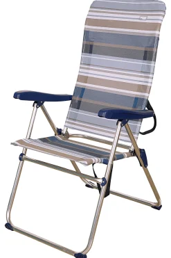 Silla Playa Plegable Alta 5 Posiciones A Rayas Azules Y Grises Aktive