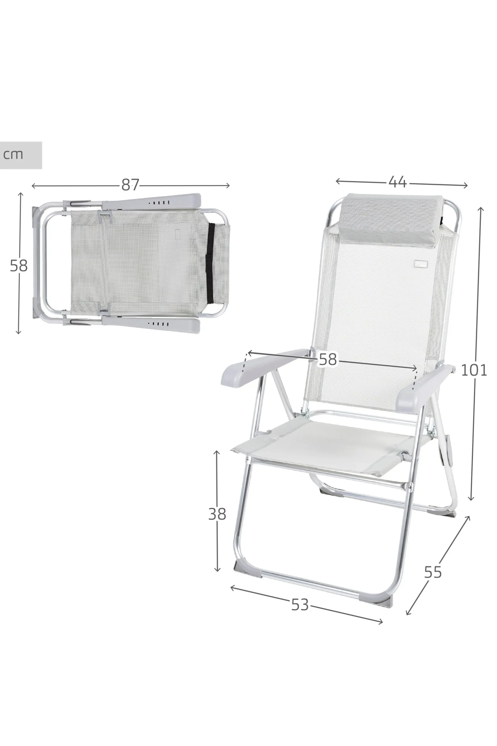 Silla Plegable Camping Antivuelco Y Multiposición C/cojín Aktive