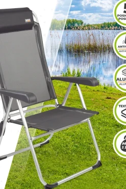 Silla Plegable Camping Multiposición Gris Oscuro C/cojín Aktive
