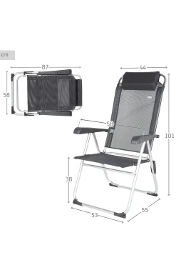 Silla Plegable Camping Multiposición Gris Oscuro C/cojín Aktive