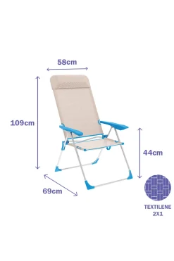 Silla Plegable Marbueno Azul Beige 69 X 109 X 58 CM