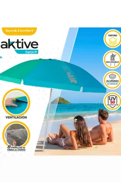 Sombrilla Playa Antiviento 220 CM Con Protección Uv50 Aktive Beach