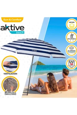 Sombrilla Playa Antiviento 220 CM Con Protección Sola Uv50 Aktive Beach