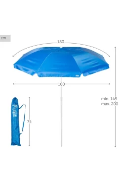 Sombrilla Playa 180 CM Compacta E Inclinable Uv50 C/funda Aktive
