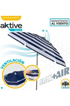 Sombrilla Playa 200 CM Con Techo De Ventilación + Protección Uv50 Aktive Beach