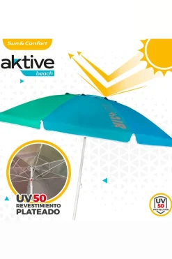 Sombrilla Playa 200 CM Techo De Ventilación + Protección Uv50 Aktive Beach
