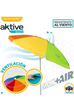 Sombrilla Playa 200 CM Techo De Ventilación + Protección Uv50 Aktive Beach