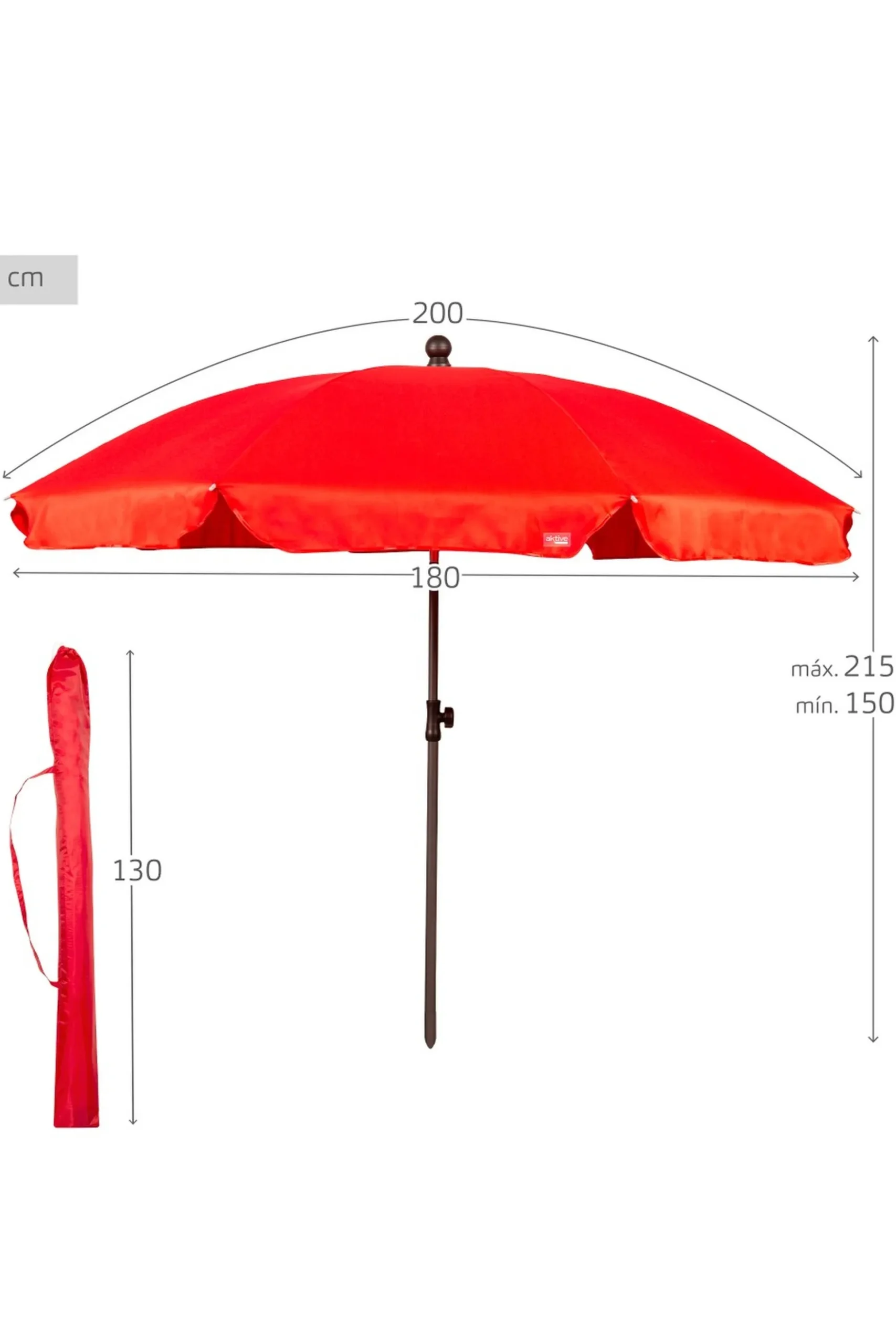 Sombrilla Playa Grande Aktive 200 CM Inclinable Uv30 C/funda