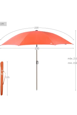 Sombrilla Playa Grande Inclinable 220 CM Uv50 Aktive