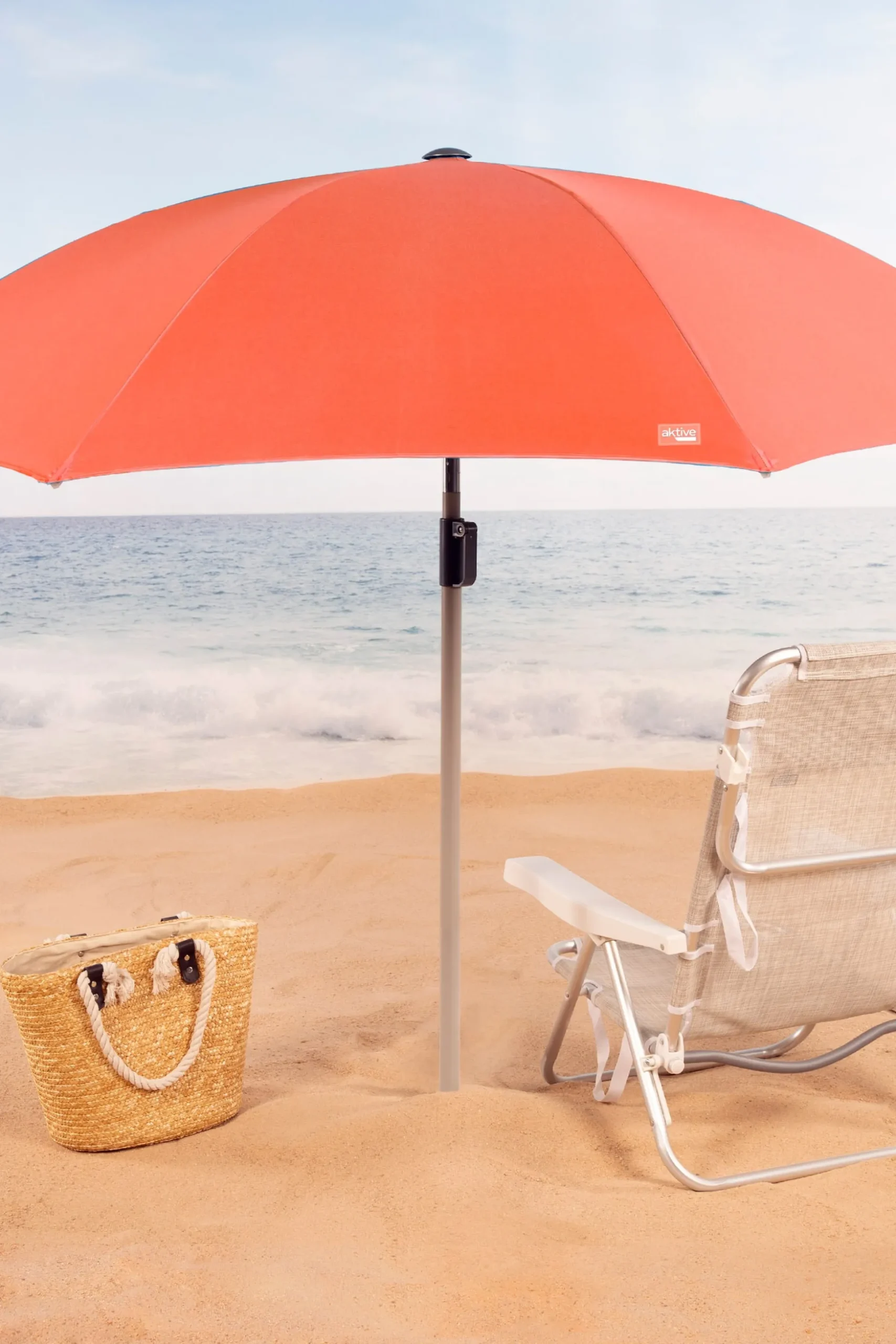 Sombrilla Playa Grande Inclinable 220 CM Uv50 Aktive