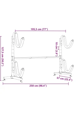 Soporte Para 2 Kayaks Acero Vidaxl 250x57x127,5 CM