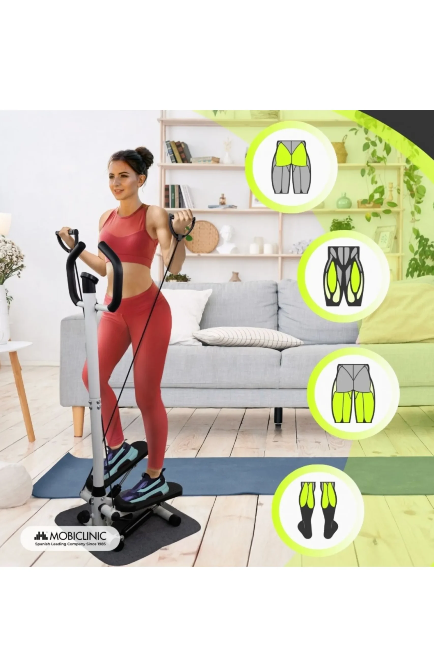 Stepper Con Brazos Intensidad Ajustable Bandas De Resistencia Step Pro Mobiclinic