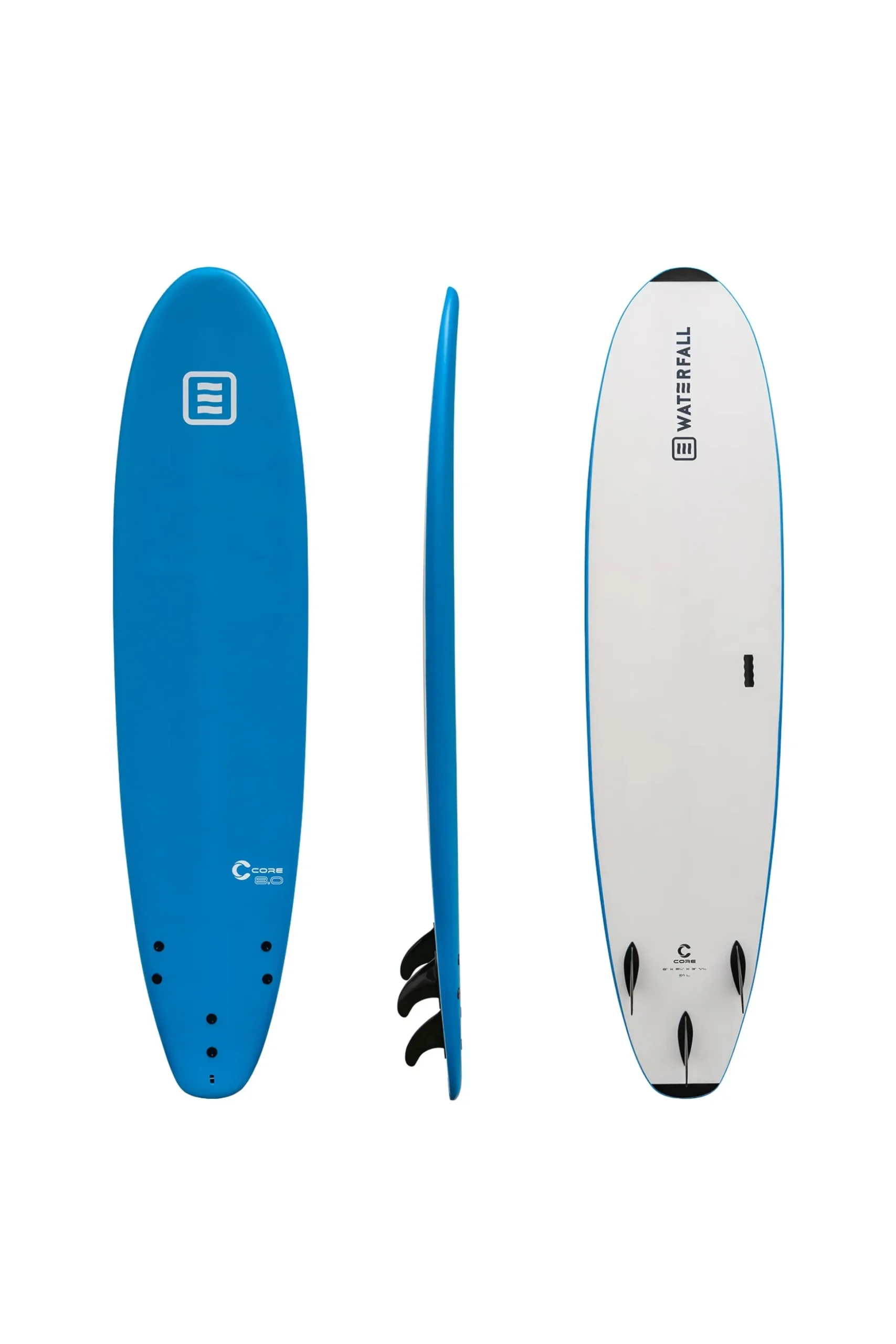 Tabla Surf Waterfall Core 8' Azul + Leash + Quillas