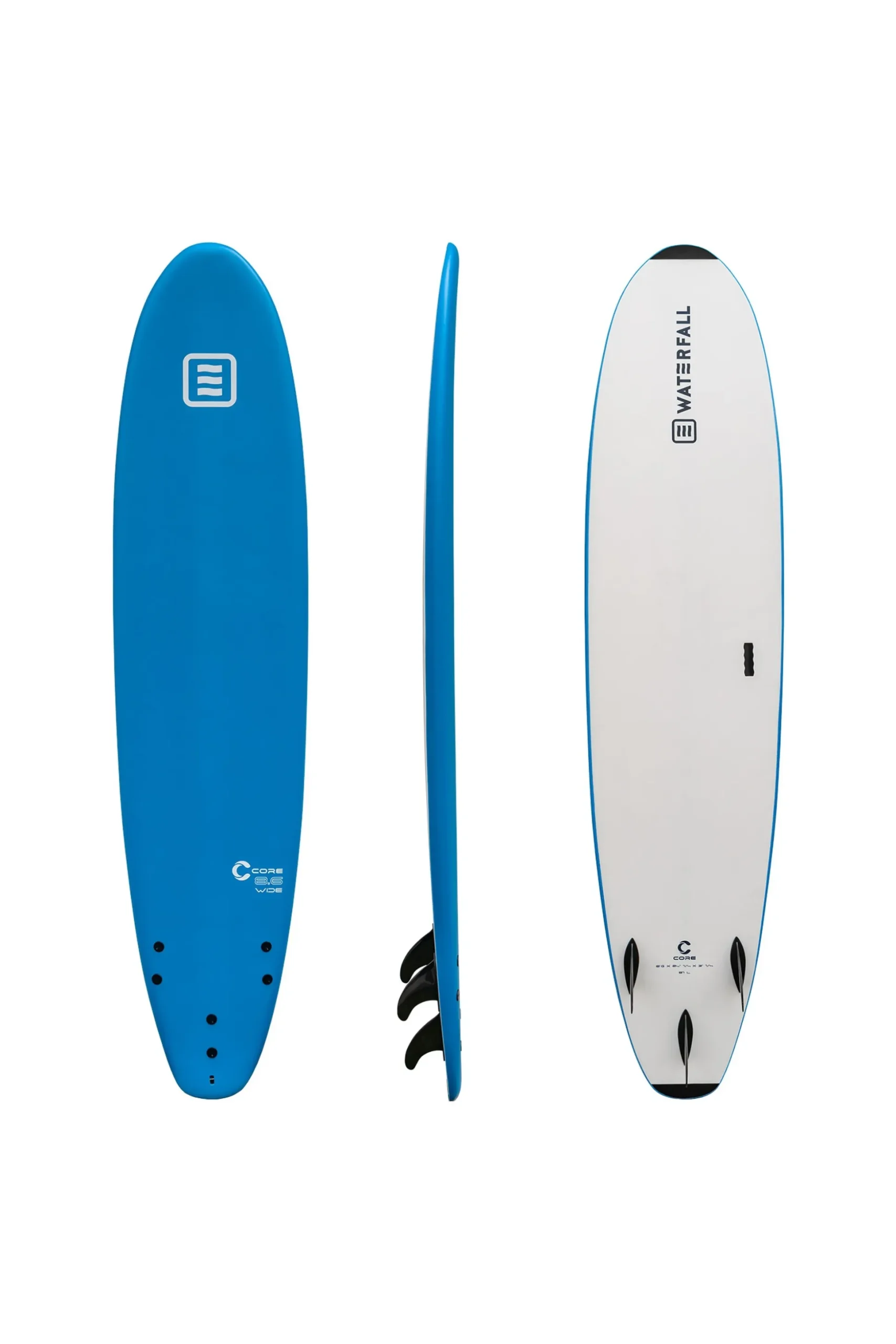 Tabla Surf Waterfall Core 8.6' Wide Azul + Leash + Quilhas