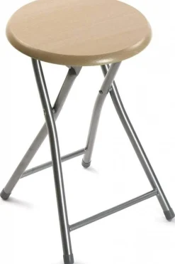 2 Taburetes Plegables De Metal Y Madera Hersig