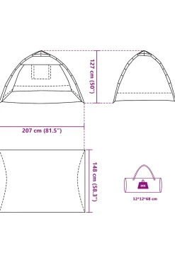 Tienda De Playa 2 Personas Impermeable Vidaxl 207x148x127 CM