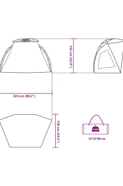 Tienda De Playa 2 Personas Impermeable Vidaxl 224x138x142 CM