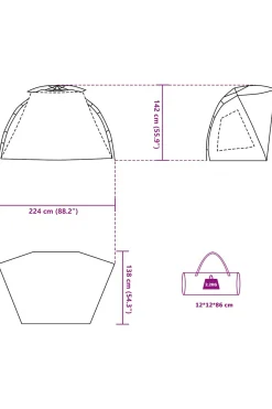 Tienda De Playa 2 Personas Impermeable Vidaxl 224x138x142 CM