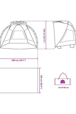 Tienda De Playa 2 Personas Impermeable Vidaxl 200x128x146 CM