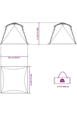 Tienda De Playa 4 Personas Impermeable Vidaxl 241x240x200 CM