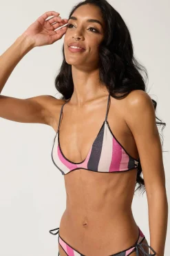 Top Bikini Rayas Silver