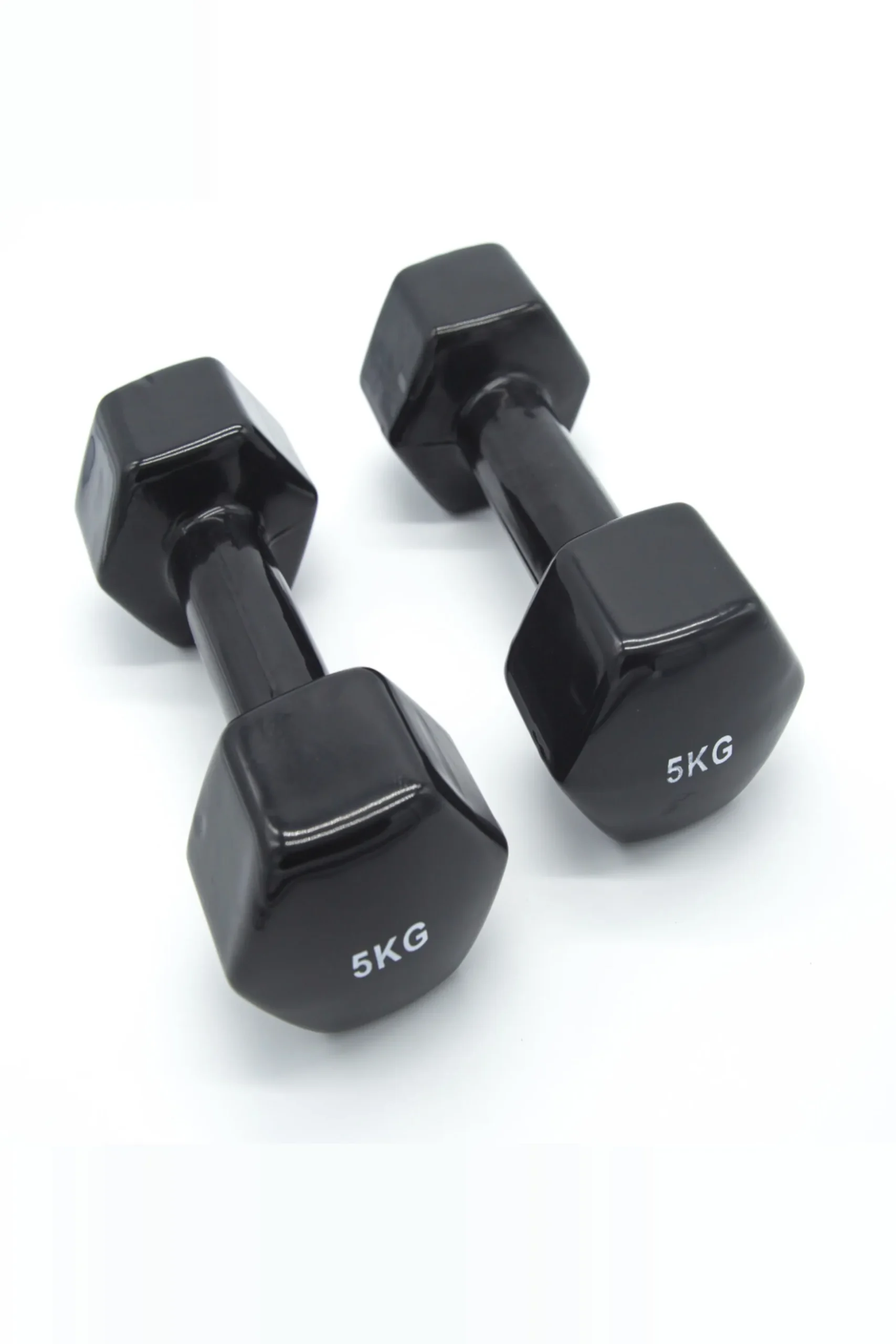 2 Unidades 5 Kg Mancuernas Pesas Hexagonales De Vinilo Fitness Gimnasia Negro