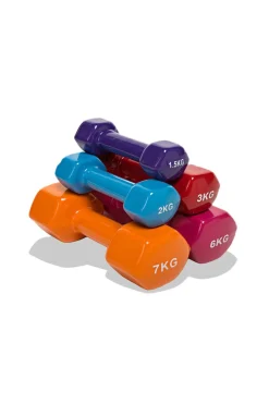 2 Unidades 9 Kg Mancuernas Pesas Hexagonales De Vinilo Fitness Gimnasia Azul